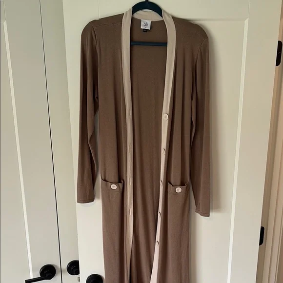 CAbi Brown Cardigan Sweater Long Knit Open Front - Picture 4 of 5